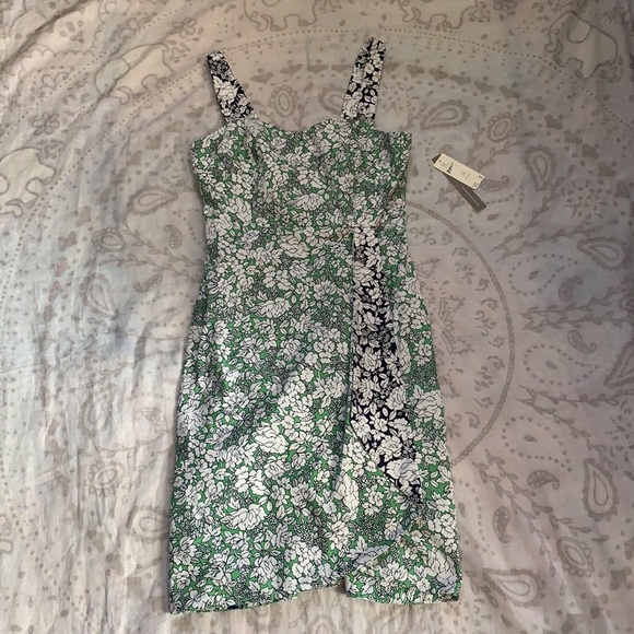 NWT Maeve Anthropologie Keely Floral Dress Green Blue Size 2 Petite - Picture 3 of 10